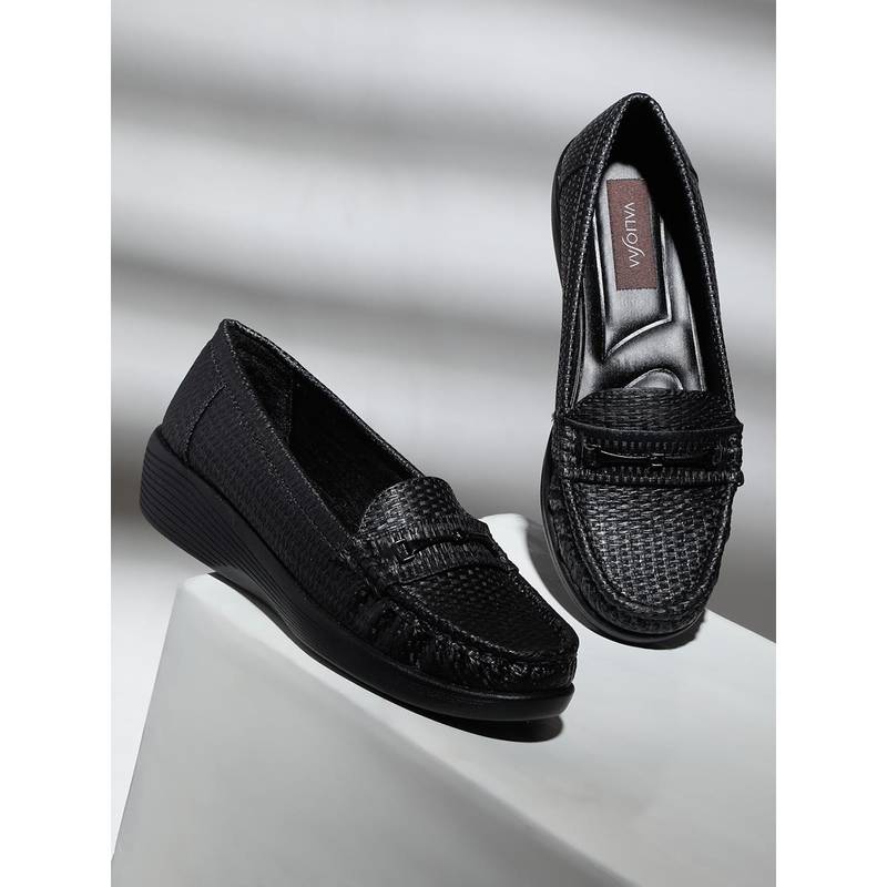 VALIOSAA Black Casual Slip On Loafers (EURO 36)