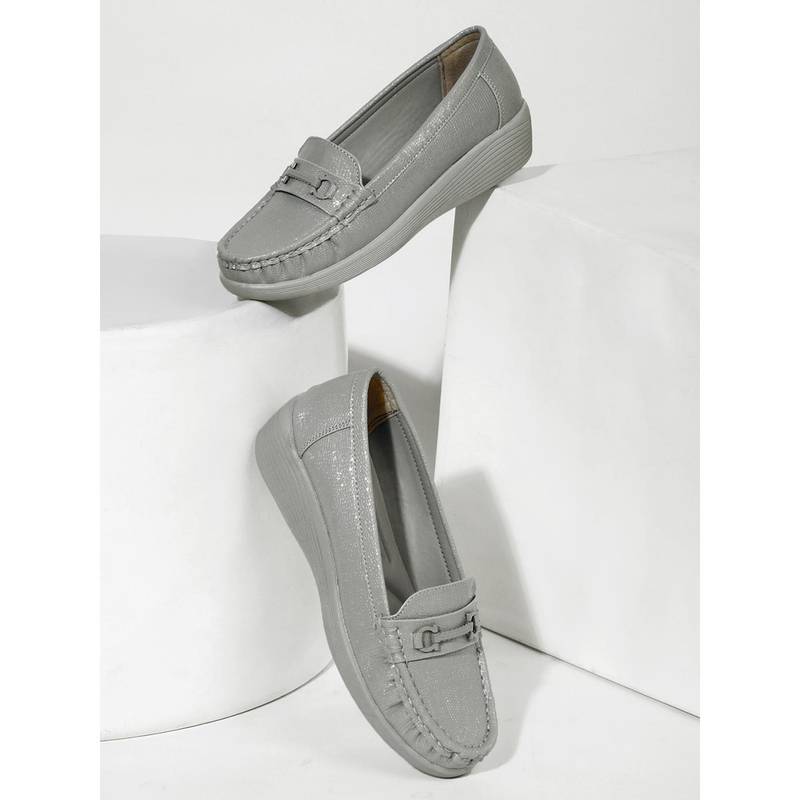 VALIOSAA Grey Casual Slip On Loafers (EURO 36)