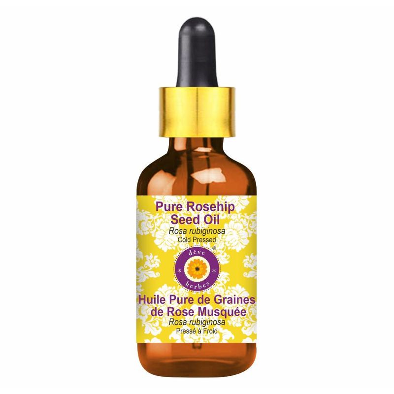 Deve Herbes 100% Pure Rosehip Seed Oil For Face Anti-Aging, Reduces fine lines & Fades Acne Scars