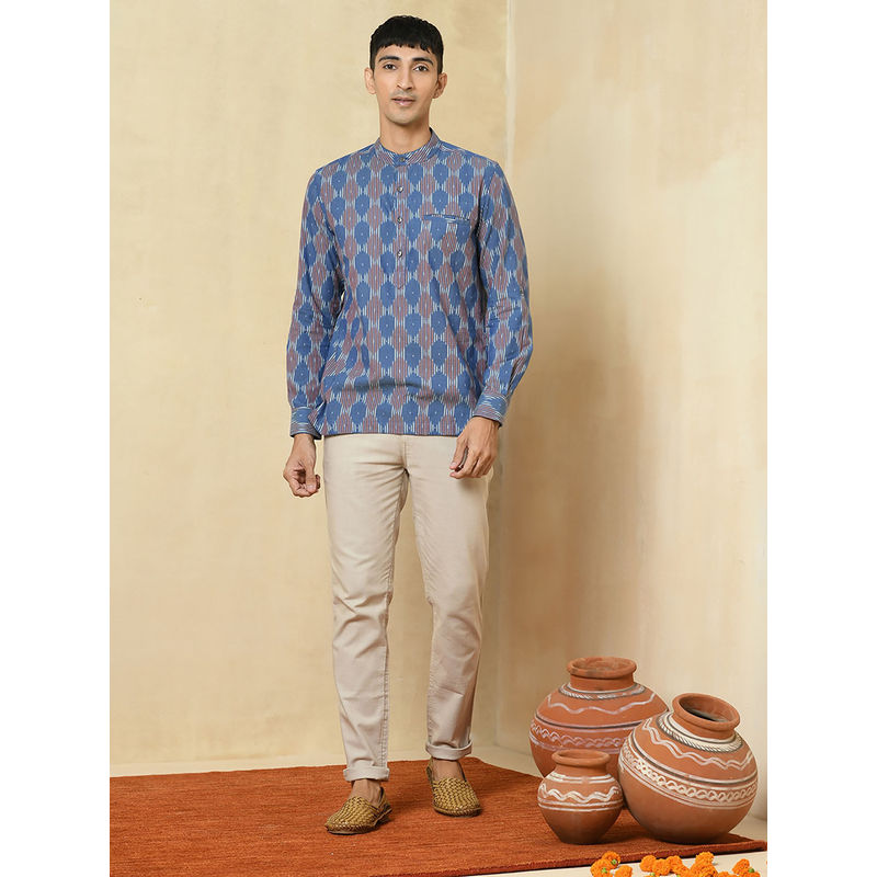 Fabindia Cotton Ikat Weave Kurta Shirt (XS)