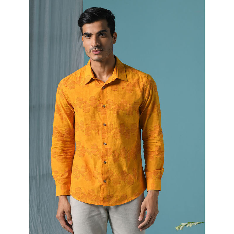 Fabindia Cotton Nagari Slim Fit Shirt (XS)