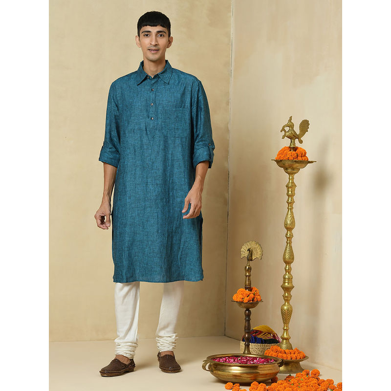 Fabindia Linen Yoke Detail Pathani Kurta With Cuff (XS)