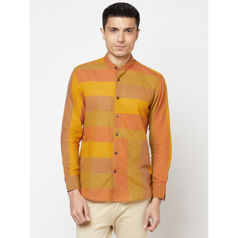 Fabindia Cotton Multi Colorblock Men Shirt (S)