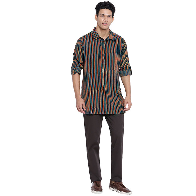 Fabindia Multicolour Cotton Striped Short Kurta (Set of 2) (XL)