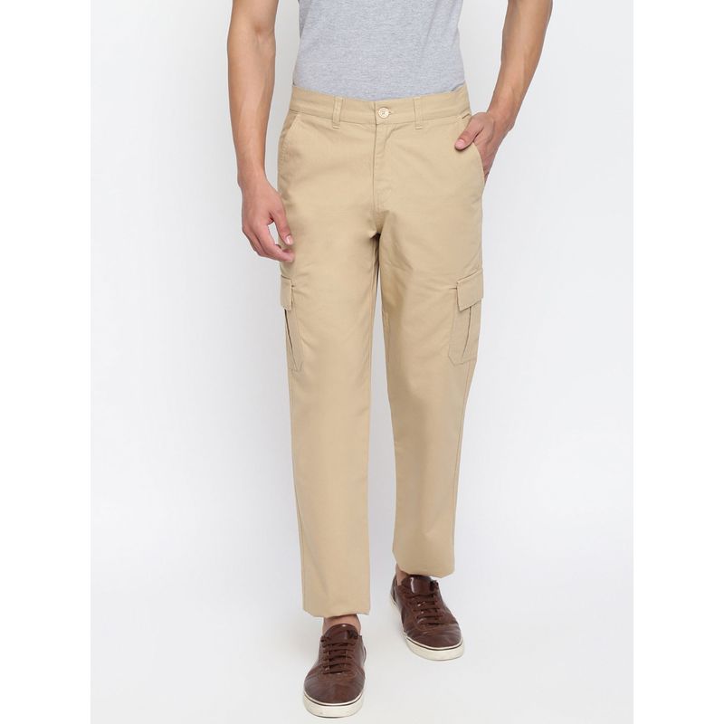 Fabindia Beige Cotton Regular Fit Regular Cargo Pants (36)