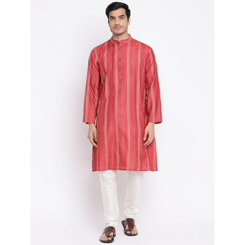 Fabindia Magenta Silk Blend Dobby Long Kurta (XS)