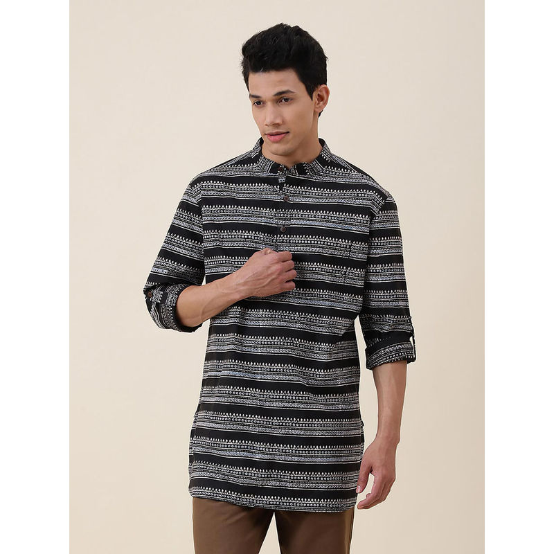 Fabindia Black Cotton Printed Short Kurta (XS)