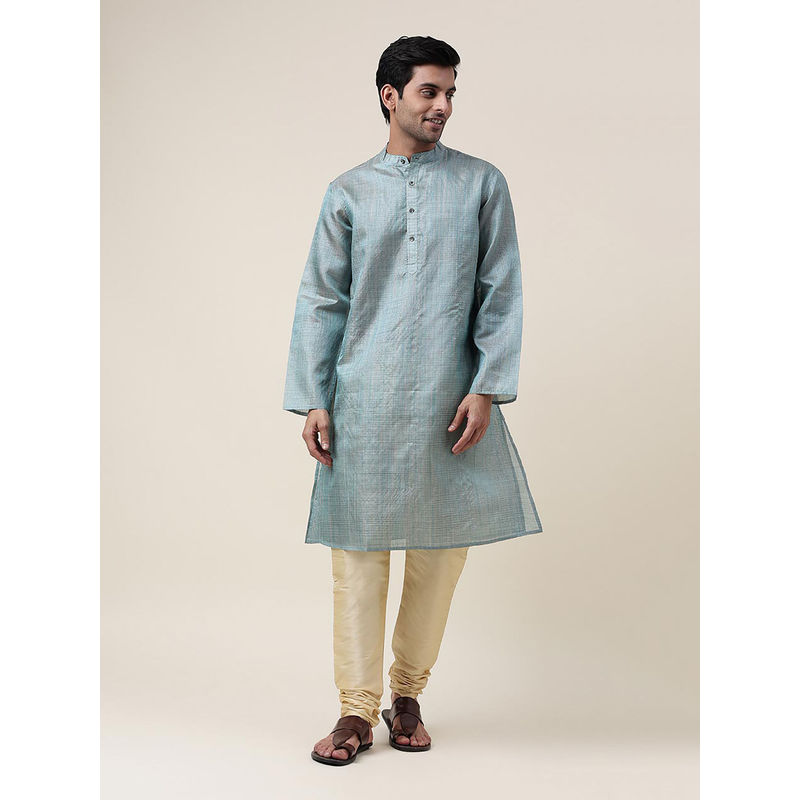 Fabindia Blue Silk Woven Long Kurta (XS)