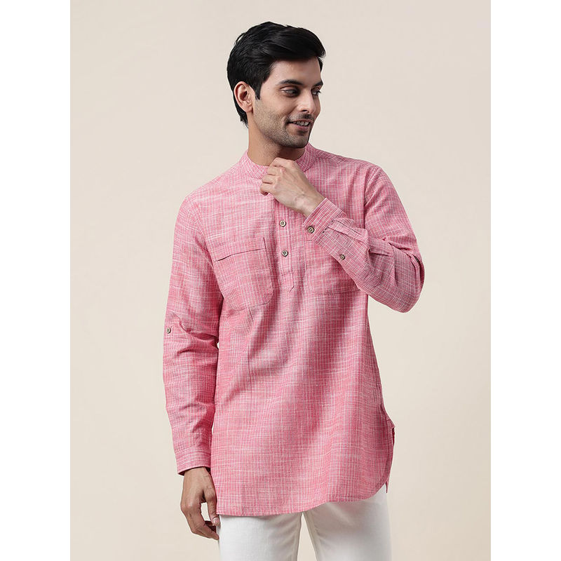 Fabindia Pink Cotton Woven Slim Fit Short Kurta (XL)