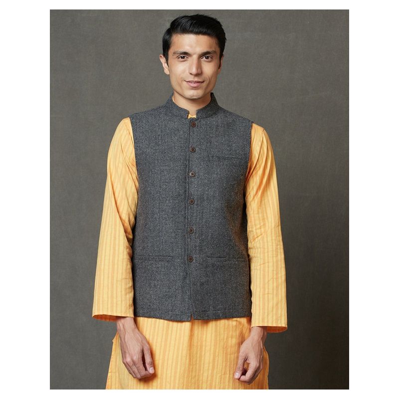 Fabindia Wool Tweed Nehru Jacket (XS)