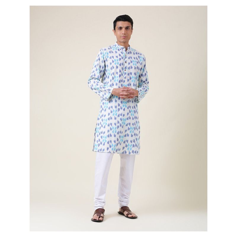 Fabindia Blue Cotton Long Kurta Slim Fit (XS)