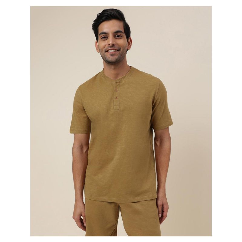 Fabindia Brown Organic Cotton Knit Tee (M)