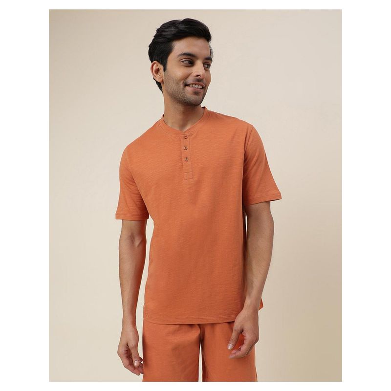Fabindia Orange Organic Cotton Knit Tee (M)