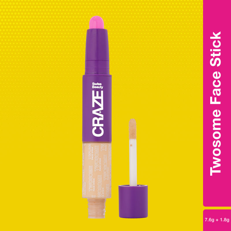 Swiss Beauty Craze Twosome Face Stick 2-In-1 Beauty Wand Concealer and Blush - 2 Light Rose