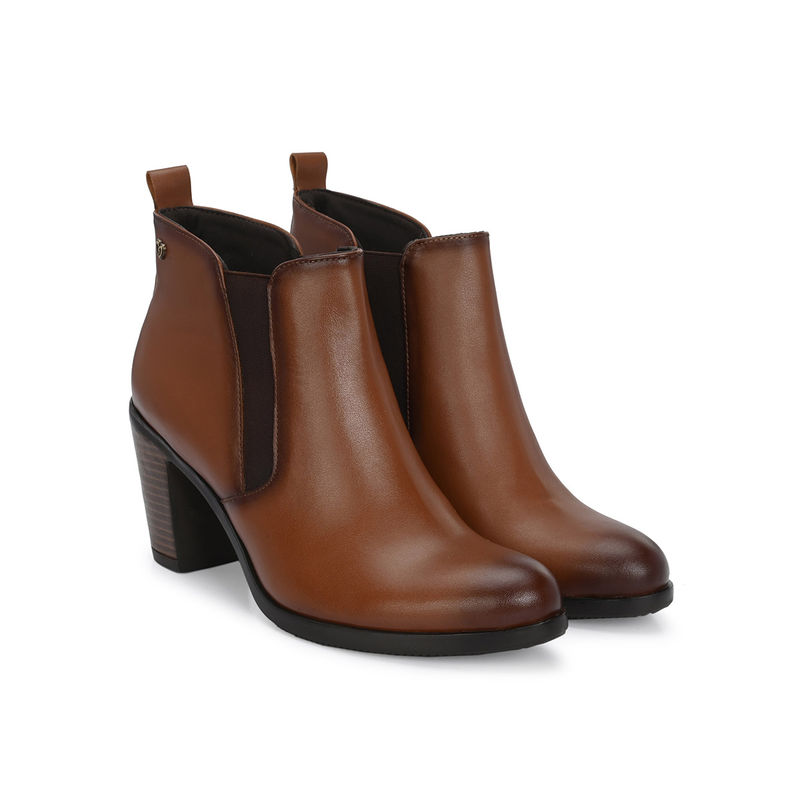 Delize Womens Tan Solid Ankle Length Chelsea Boots (UK 3)