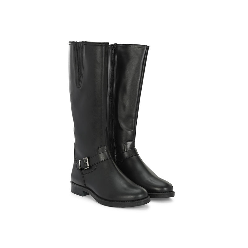 Delize Womens Black Solid Knee Casual Boots (UK 3)