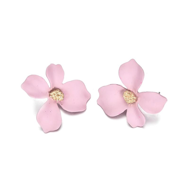 Fabula Fuchsia Pink Oversized Floral Fashion Ear Stud Earrings