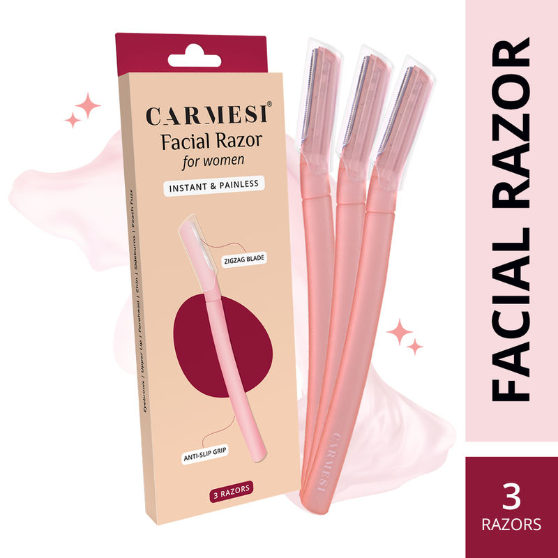 Carmesi Reusable Face Razor For Women Facial Hair- 3 Razors - Instant & Painless Hair Removal