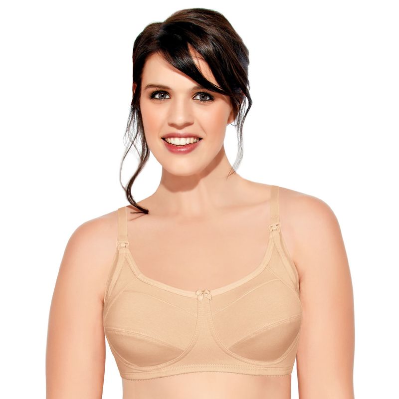 Enamor MT02 Sectioned Lift & Support Nursing Bra - Non-Padded Wirefree High Coverage - Nude (40DD)