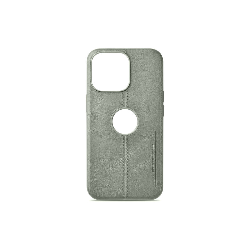 Treemoda Premium Grey Leather Logo Cut Case (iPhone 15 Pro)