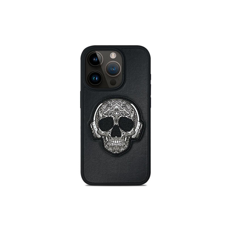 Treemoda Patti Series Skull Embroidered Leather Case (iPhone 15 Pro)