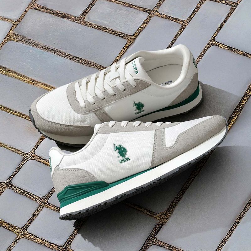 U.S. POLO ASSN. Men TREGON Sneakers White & Grey (UK 9)