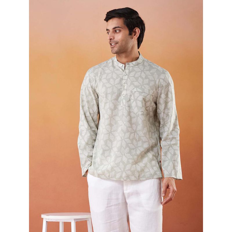 Fabindia Green Printed Comfortable Fit Shirt (XS)