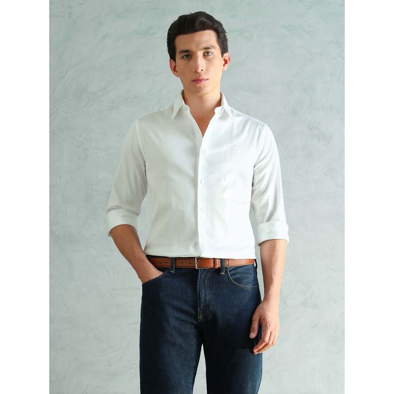 Arrow Newyork White Solid Slim Fit Shirt (40)