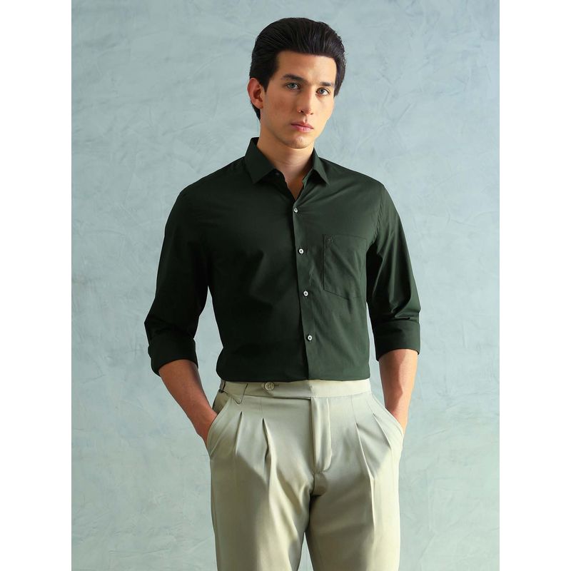 Arrow Green Solid Slim Fit Shirt (38)