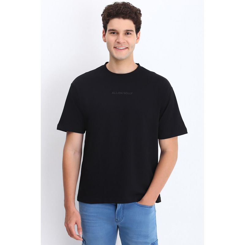 Allen Solly Men Black Solid Crew Neck Solid T-Shirts (L)