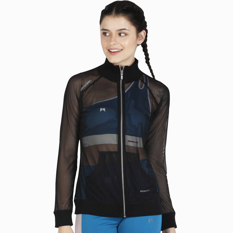 MuscleTorque Front Zipper Sweatshirt Breathable Mesh - Black (XL)
