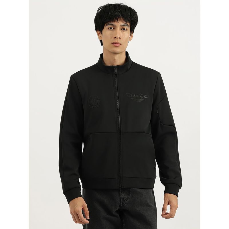 United Colors of Benetton Black Regular Fit High Neck Solid Jacket (M)