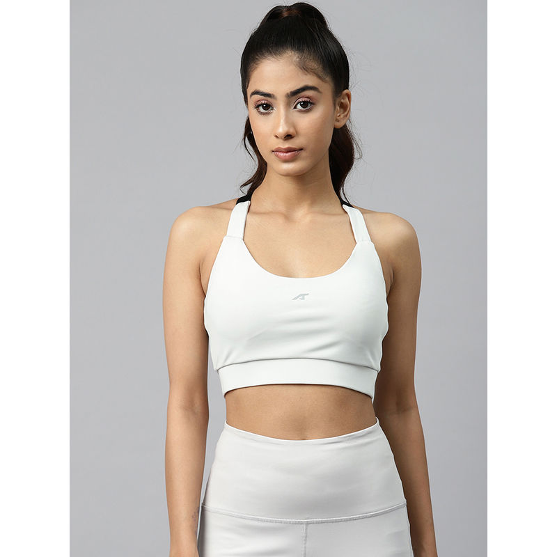 Alcis Solid Grey Styled Back Sports Bra Full Coverage Buy Alcis