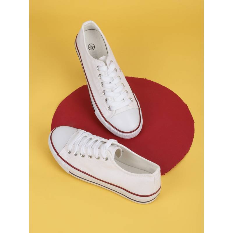 Truffle Collection White Solid Sneakers (UK 3)
