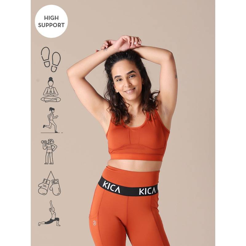 Kica Cheer Hook High Support Sports Bra In Rust Colour