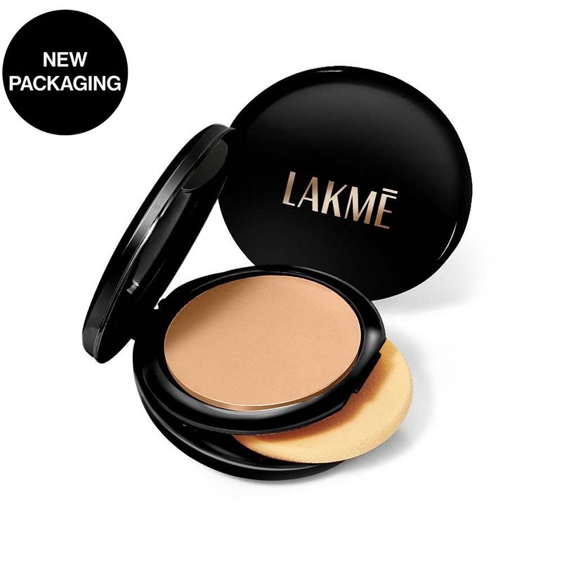 Lakme Unreal Dual Cover Pressed Powder, 2 in 1 Compact + Foundation - 03 Golden Sand