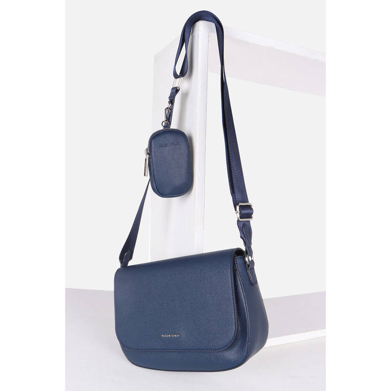 Buy Allen Solly Women Casual Textured Navy Blue Sling Bag with Pouch Online