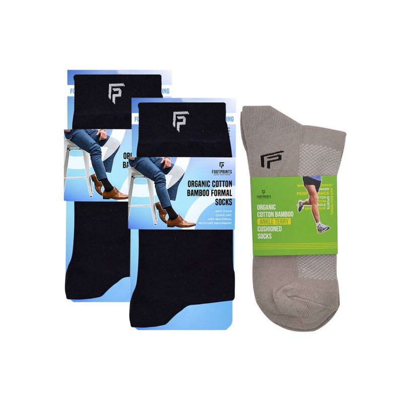 Buy Footprints Odour Free Organic Cotton & Bamboo 2 Men Formal & 1