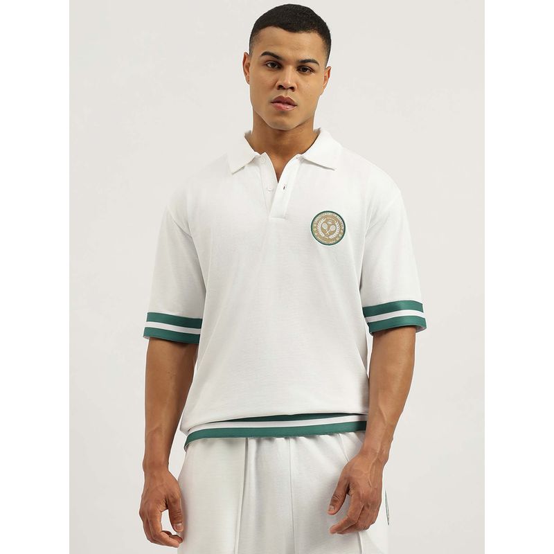 United Colors of Benetton Men Solid White Collar Neck Polo T-Shirt (XL)