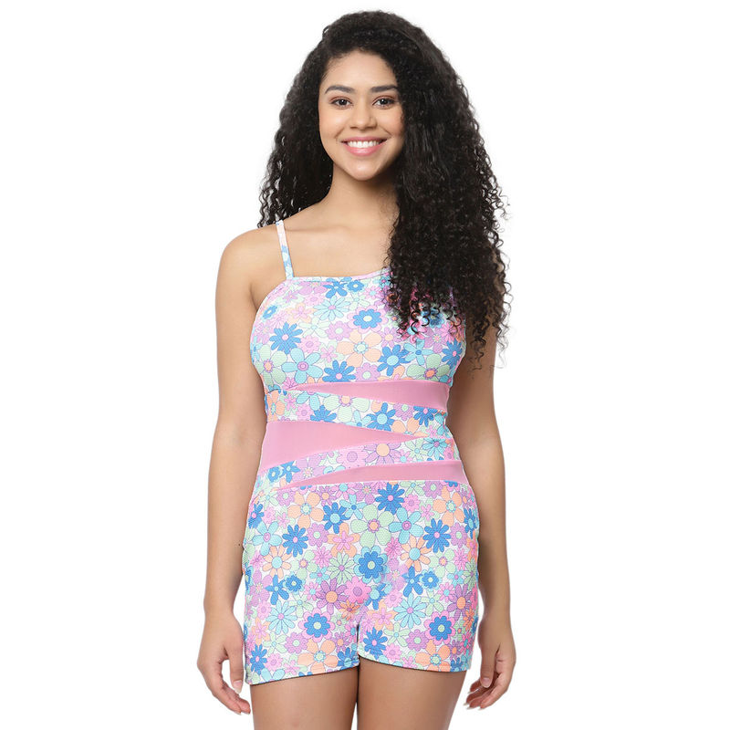 Cukoo Padded Pink Floral Printed Swimsuit (S)