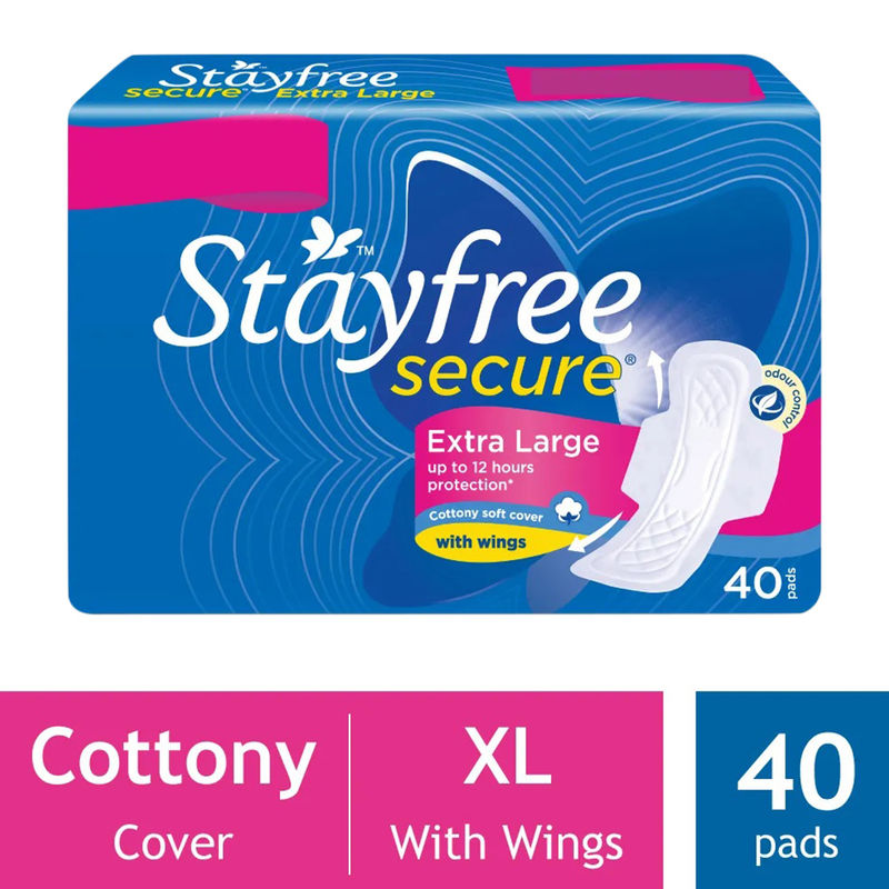 Buy Stayfree Secure Cottony Soft Cover With Wings XL (40 Pads) at