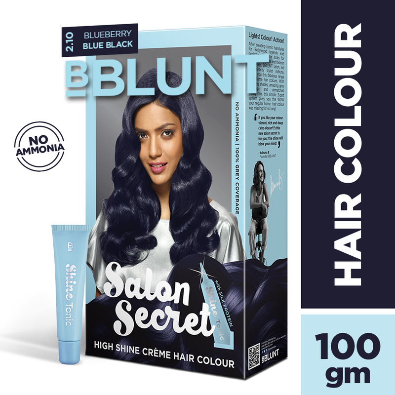 BBLUNT Salon Secret High Shine Creme Hair Colour - Blueberry Blue Black 2.10 (Off Rs.26)