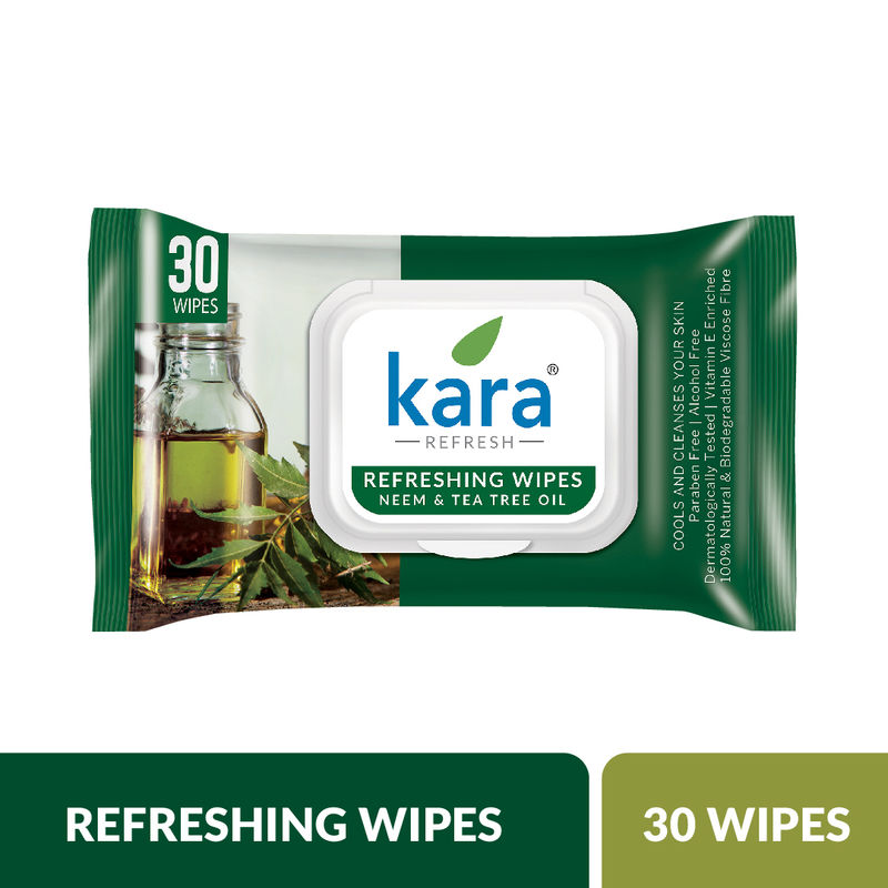 Kara Neem & Tea Tree Oil Refreshing Wipes- 30 Wipes
