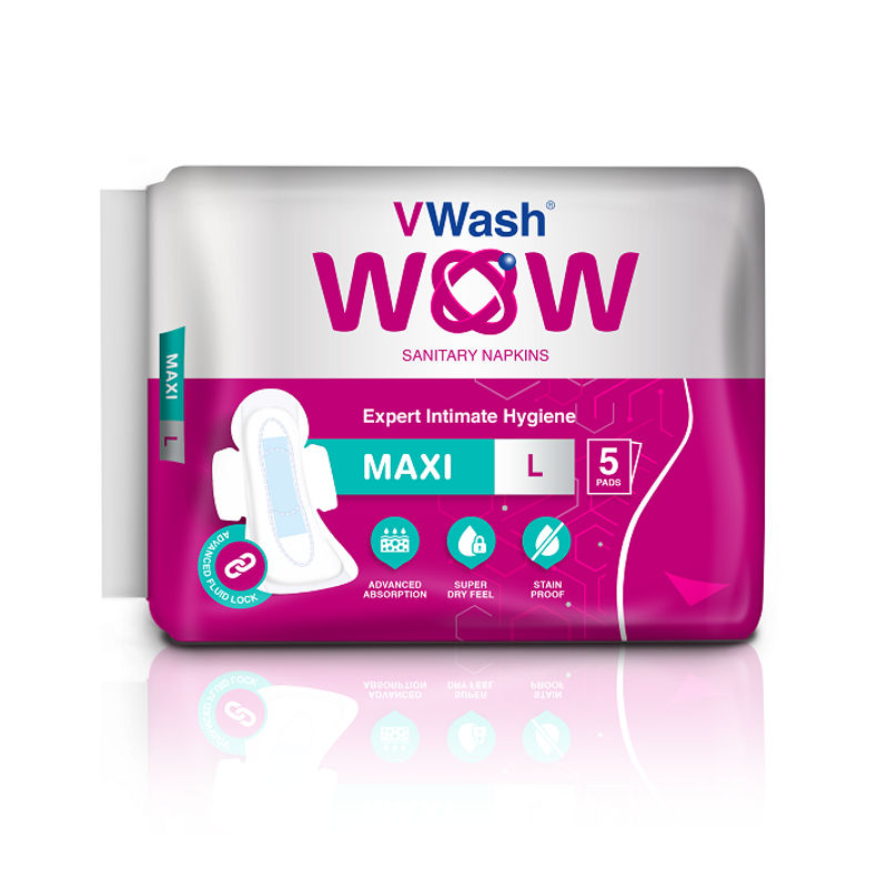 VWash Wow Sanitary Napkin Maxi - L (5 Pads)