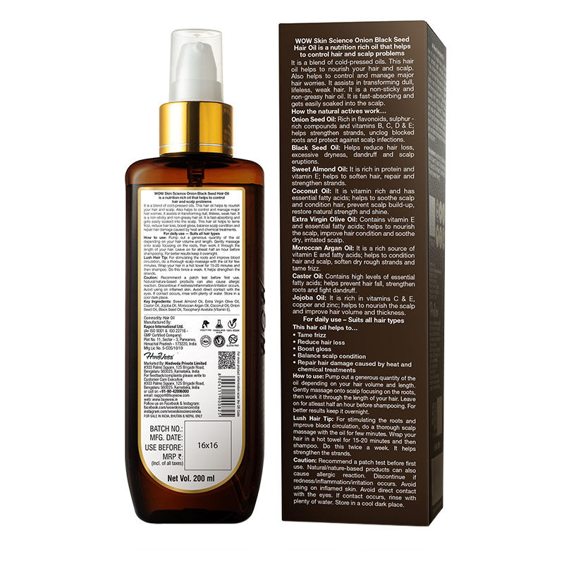 Wow Skin Science Onion Black Seed Hair Oil Buy Wow Skin Science Onion Black Seed Hair Oil Online At Best Price In India Nykaaman