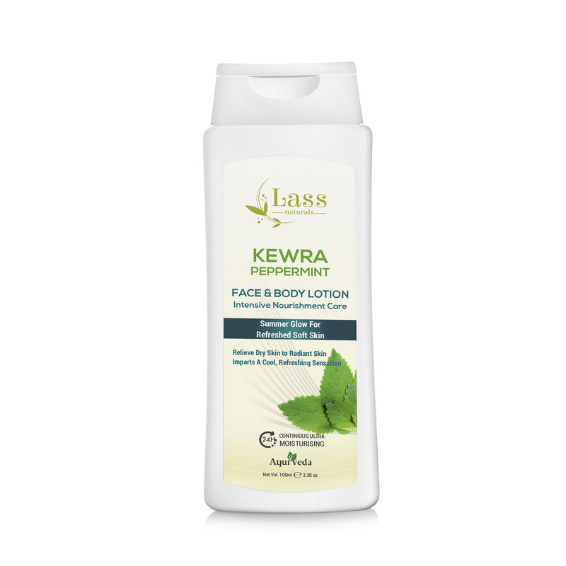 Lass Naturals Kewra Peppermint 24 Hr Moisturising Face & Body Lotion