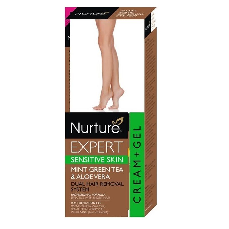 Nurture Expert Mint Green Tea & AloeVera Hair Removal Cream + Gel - Sensitive Skin