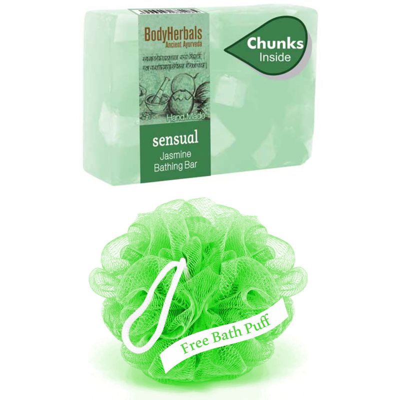 BodyHerbals Sensual, Hand Made Jasmine Bathing Bar With Natural Chunks