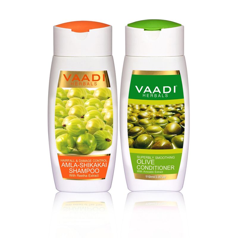 Vaadi Herbals Amla Shikakai Shampoo - Hairfall & Damage Control With Olive Conditioner