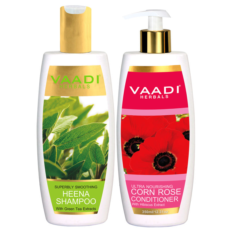 Vaadi Herbals Superbly Smooothing Heena Shampoo With Corn Rose Conditioner